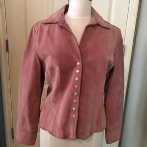 Leather jacket in a mauve, muted pink